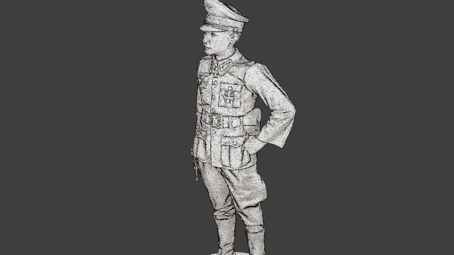 German Officer ww2 Stand G5 3D print model_12
