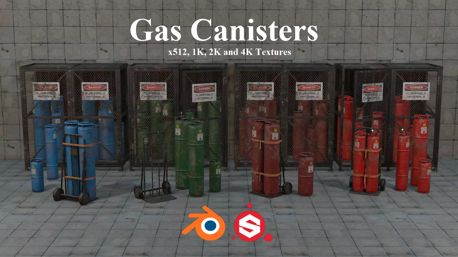 Gas Canisters PBR Low-poly 3D model_0