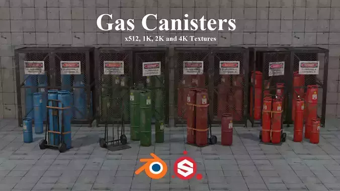 Gas Canisters PBR Low-poly 3D model