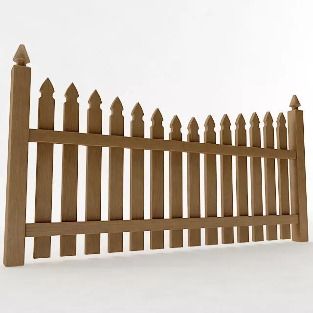 Gothic Spaced Picket Fence 3D model_0