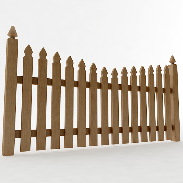 Gothic Spaced Picket Fence 3D model_1