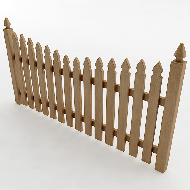 Gothic Spaced Picket Fence 3D model_3