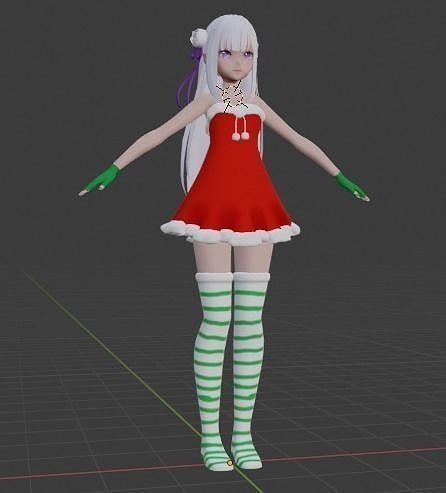 Emilia girl in dress and stockings 3D model