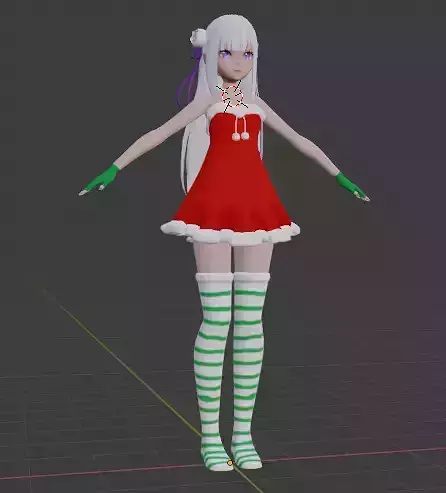 Emilia girl in dress and stockings