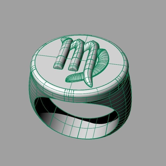 Zodiac sign ring Virgo 3D print model_9