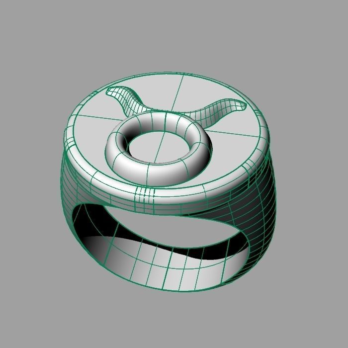 Zodiac sign ring Taurus 3D print model_9