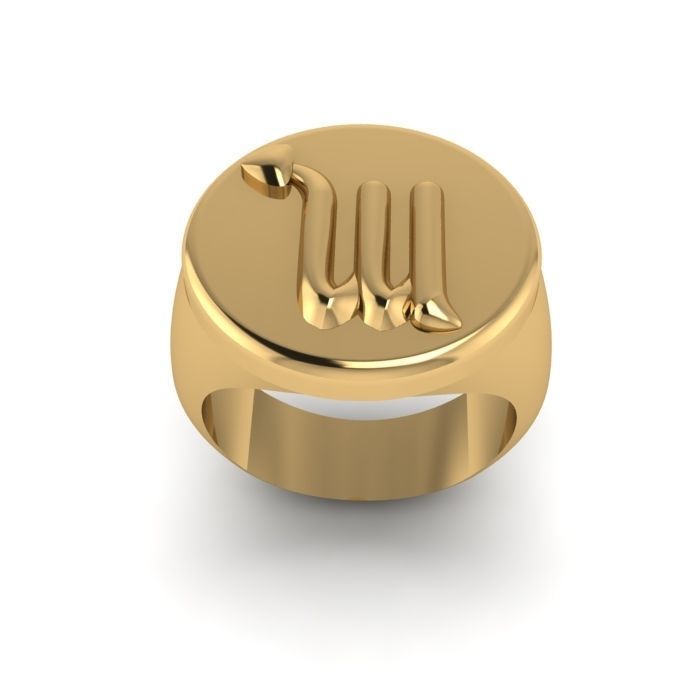 Zodiac sign ring Scorpio 3D print model_4