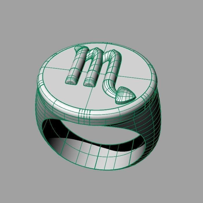 Zodiac sign ring Scorpio 3D print model_9