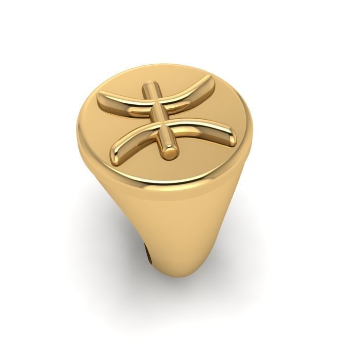 Zodiac sign ring Pisces 3D print model_2