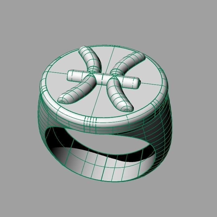 Zodiac sign ring Pisces 3D print model_9