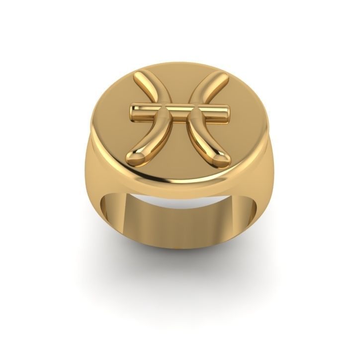 Zodiac sign ring Pisces 3D print model_4