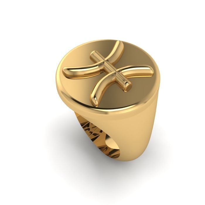 Zodiac sign ring Pisces 3D print model_5