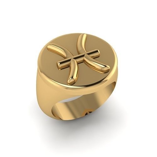 Zodiac sign ring Pisces 3D print model