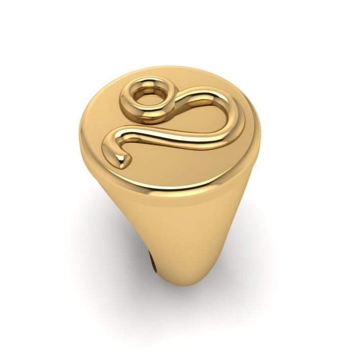 Zodiac sign ring Leo 3D print model_2