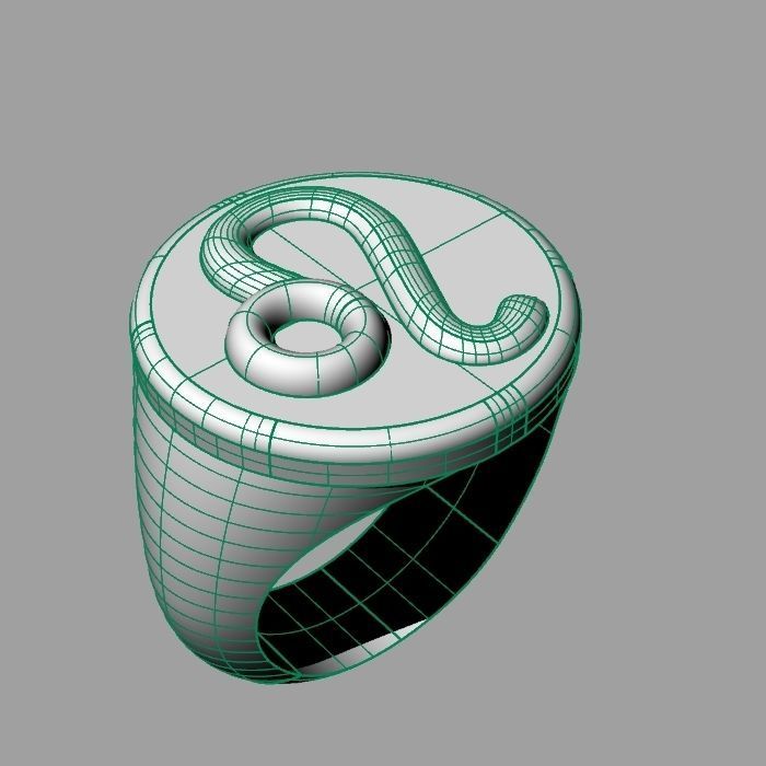 Zodiac sign ring Leo 3D print model_8