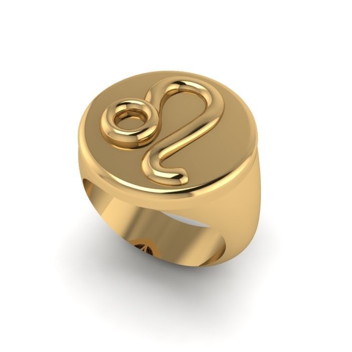 Zodiac sign ring Leo 3D print model_1