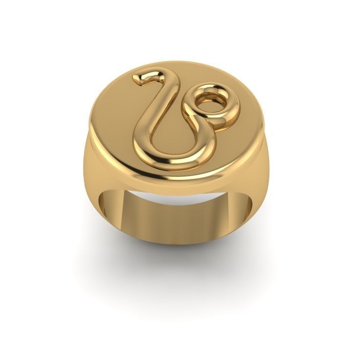 Zodiac sign ring Leo 3D print model_4