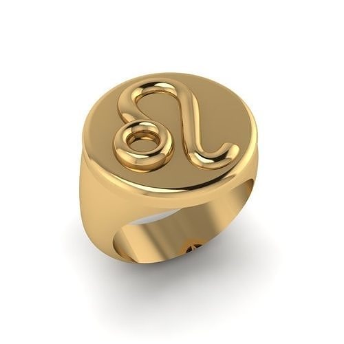 Zodiac sign ring Leo 3D print model