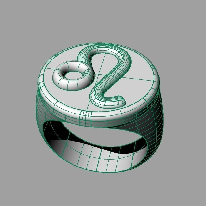 Zodiac sign ring Leo 3D print model_9