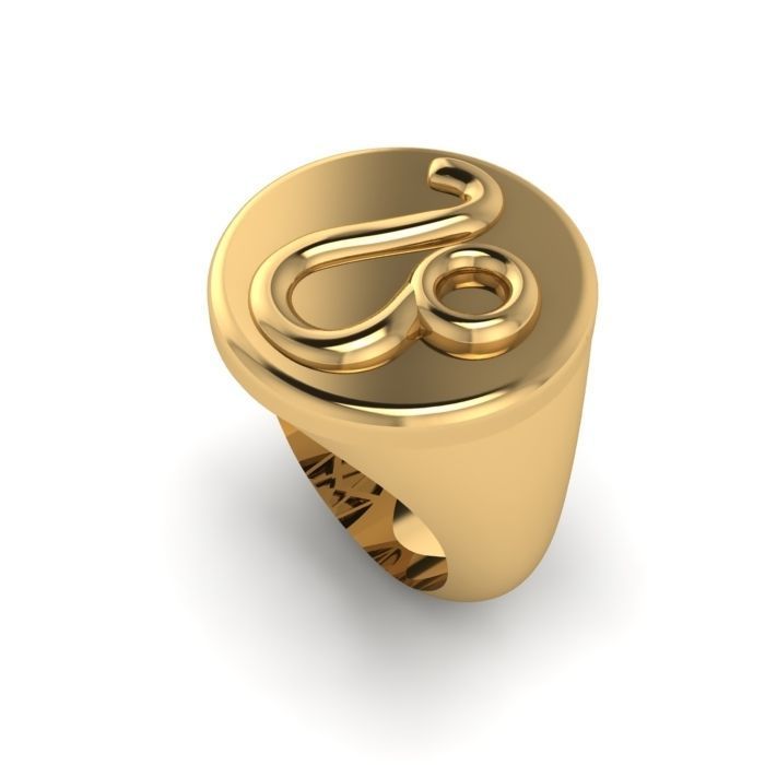 Zodiac sign ring Leo 3D print model_5