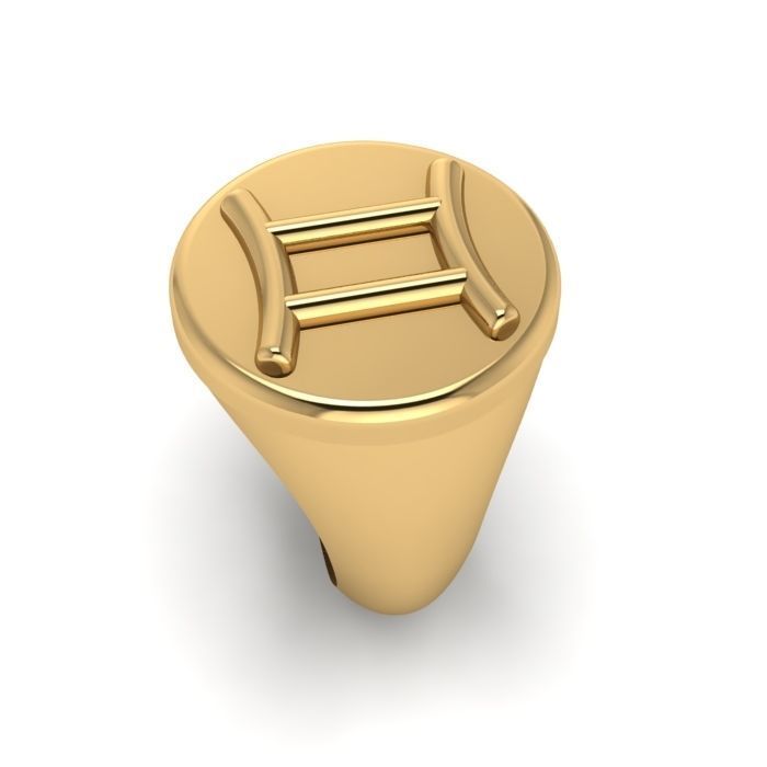 Zodiac sign ring Gemini 3D print model_2