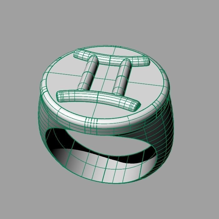Zodiac sign ring Gemini 3D print model_9