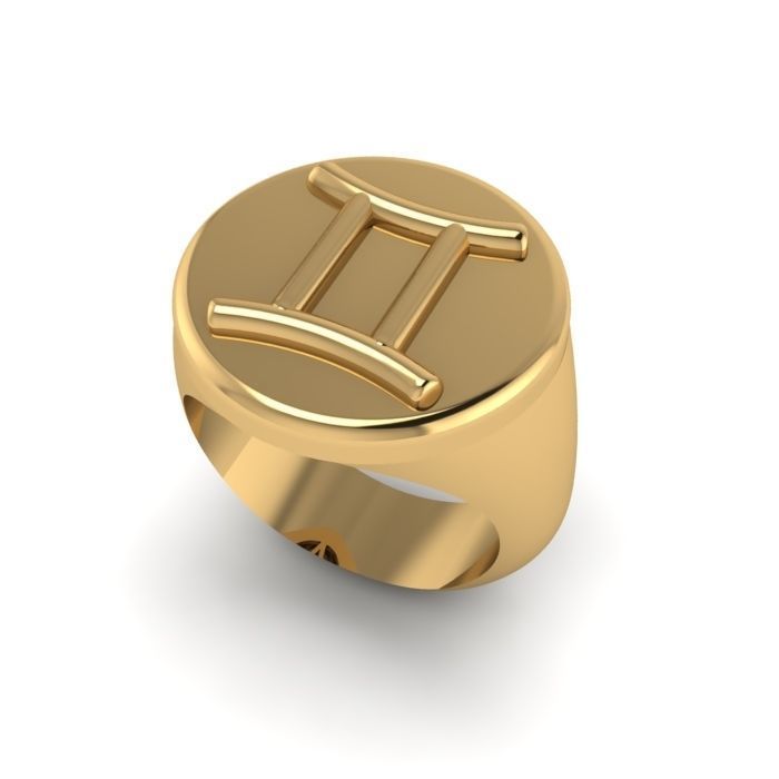 Zodiac sign ring Gemini 3D print model_1