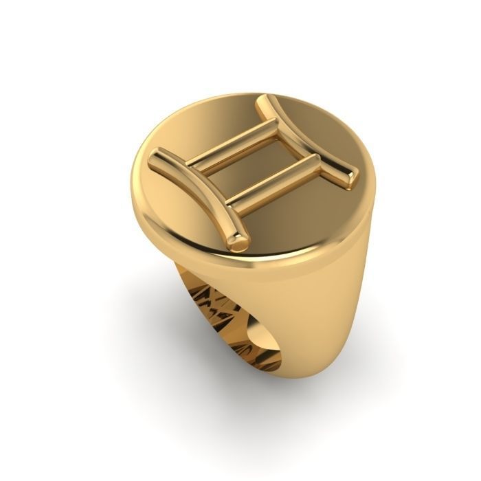 Zodiac sign ring Gemini 3D print model_5
