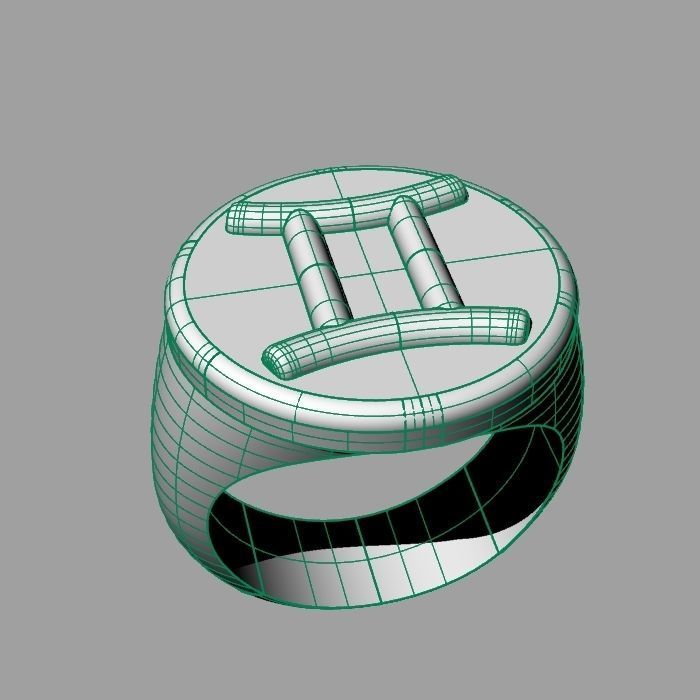 Zodiac sign ring Gemini 3D print model_12