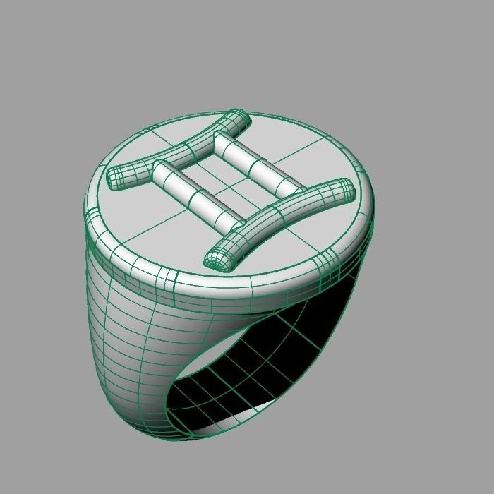 Zodiac sign ring Gemini 3D print model_8
