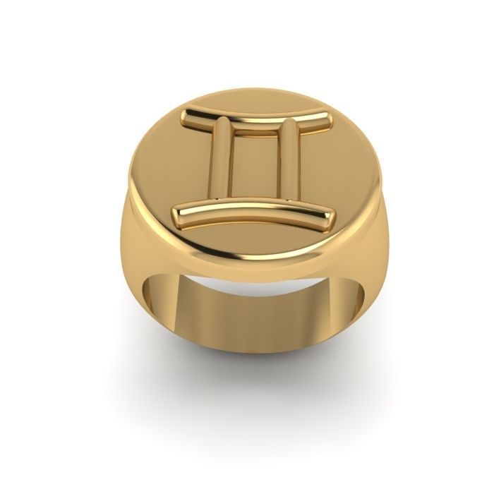 Zodiac sign ring Gemini 3D print model_4