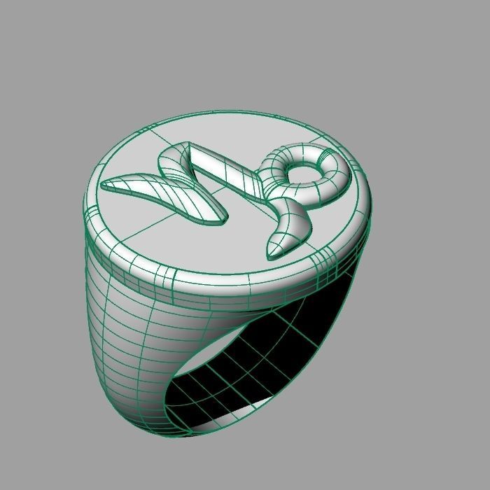 Zodiac sign ring Capricorn 3D print model_8