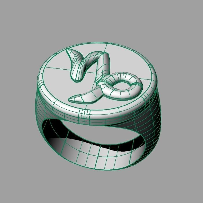 Zodiac sign ring Capricorn 3D print model_9