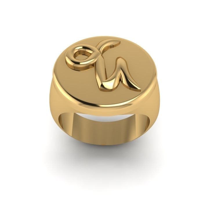 Zodiac sign ring Capricorn 3D print model_4