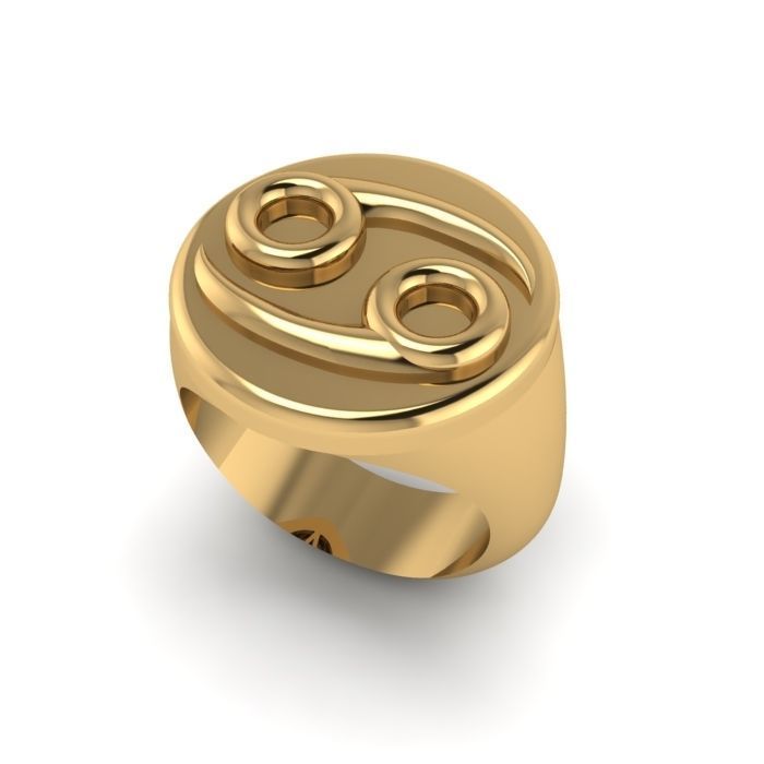 Zodiac sign ring Cancer 3D print model_1
