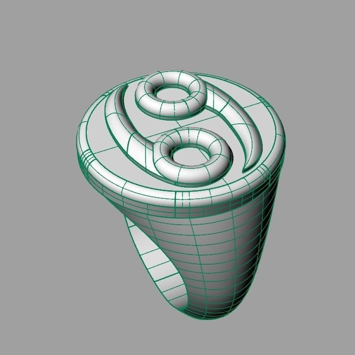 Zodiac sign ring Cancer 3D print model_10
