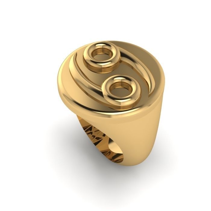 Zodiac sign ring Cancer 3D print model_5