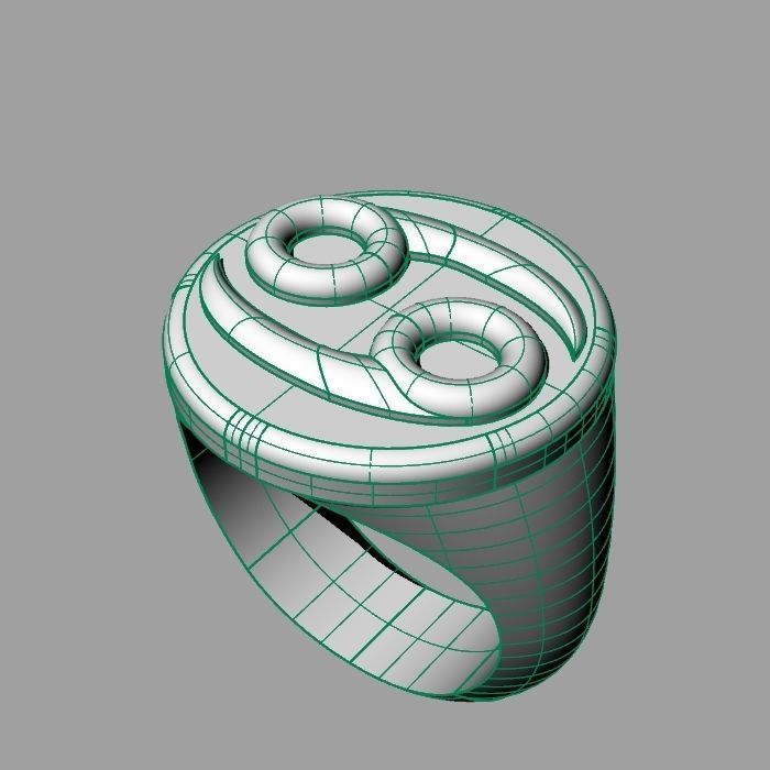 Zodiac sign ring Cancer 3D print model_13