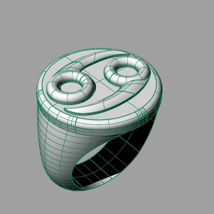 Zodiac sign ring Cancer 3D print model_8
