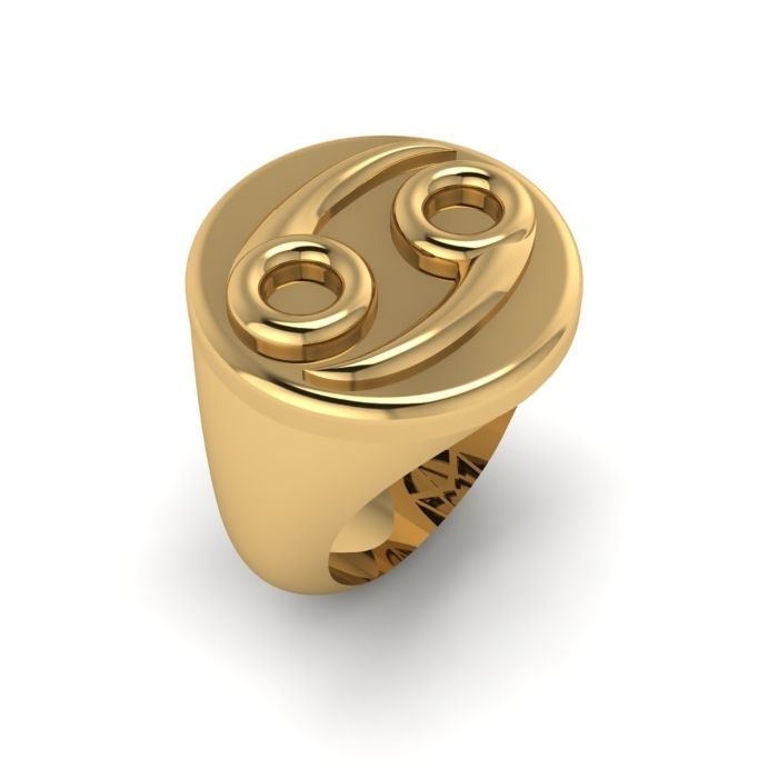 Zodiac sign ring Cancer 3D print model_3