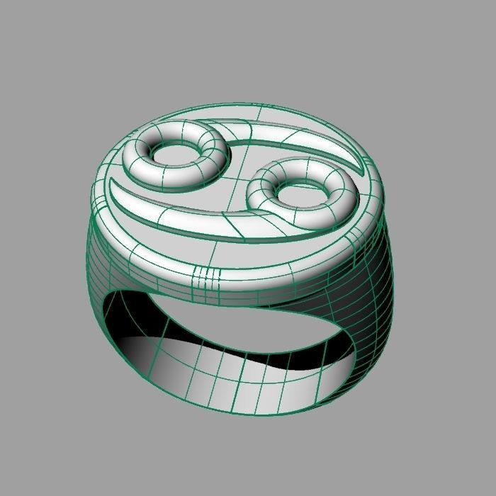 Zodiac sign ring Cancer 3D print model_9
