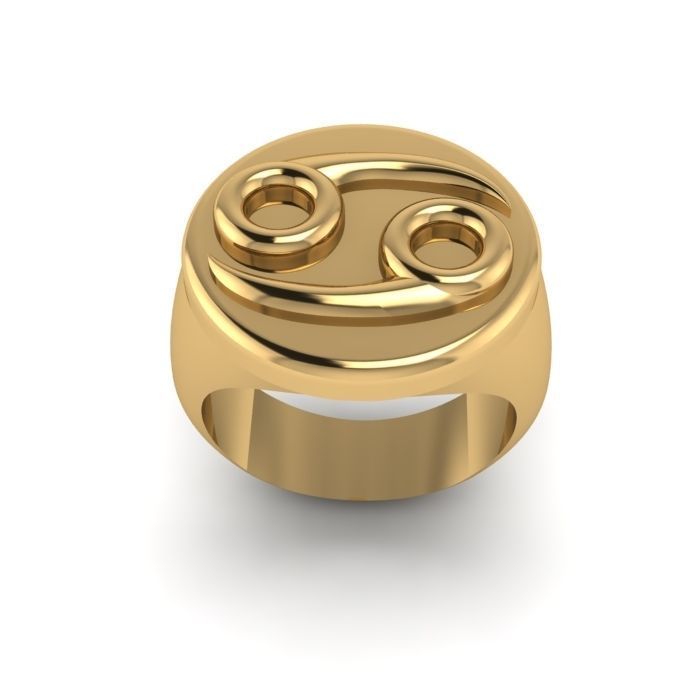 Zodiac sign ring Cancer 3D print model_4