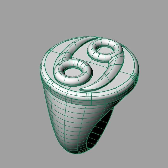 Zodiac sign ring Cancer 3D print model_11