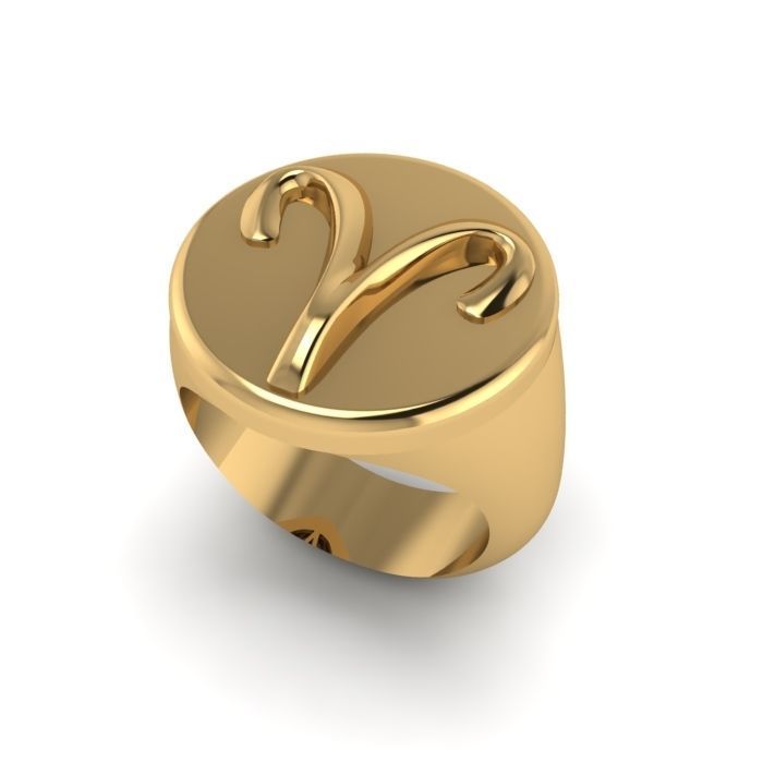 Zodiac sign ring Aries 3D print model_1