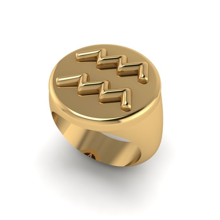 Zodiac sign ring Aquarius 3D print model_1