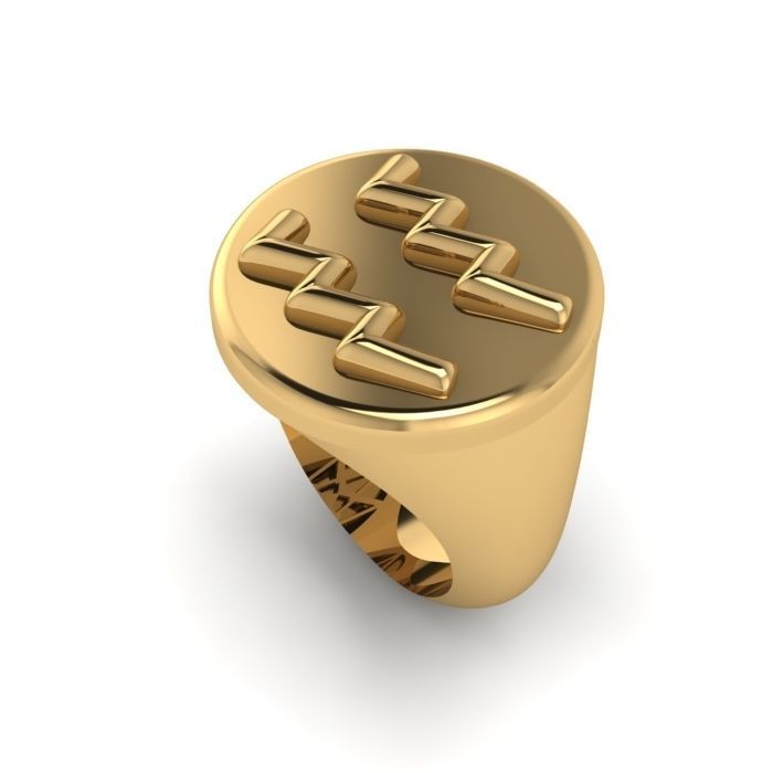 Zodiac sign ring Aquarius 3D print model_5