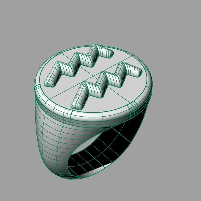 Zodiac sign ring Aquarius 3D print model_8