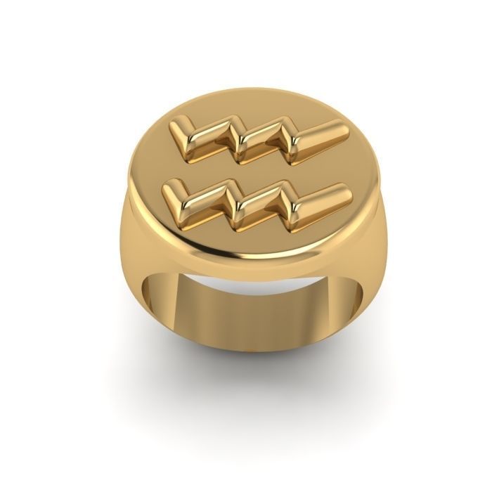 Zodiac sign ring Aquarius 3D print model_4