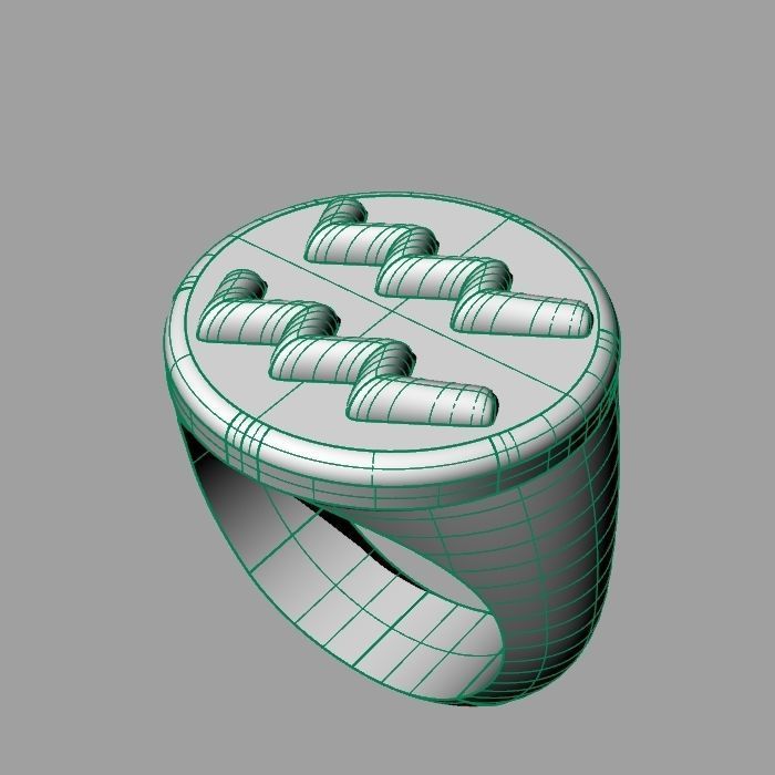 Zodiac sign ring Aquarius 3D print model_13
