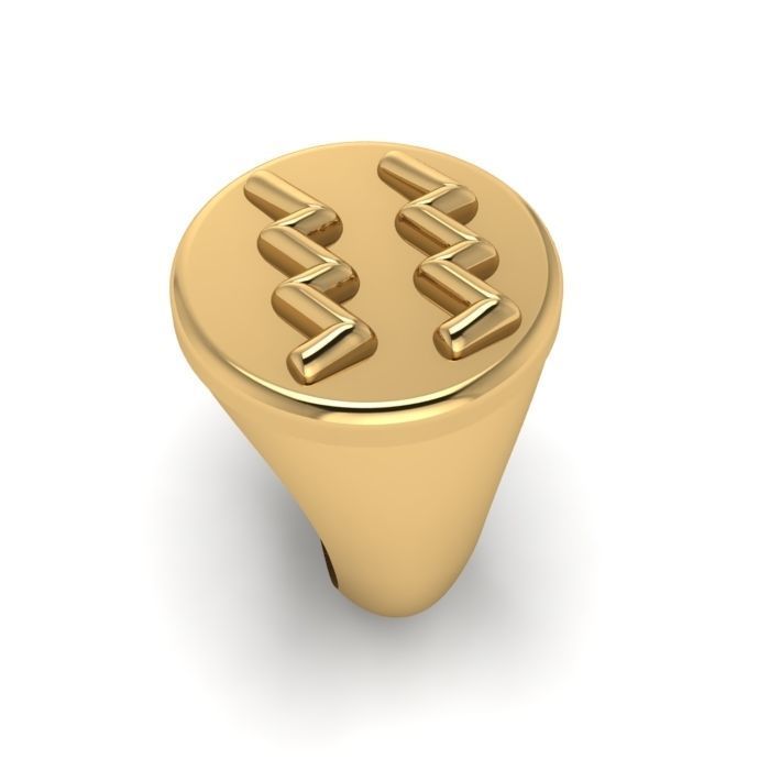 Zodiac sign ring Aquarius 3D print model_2